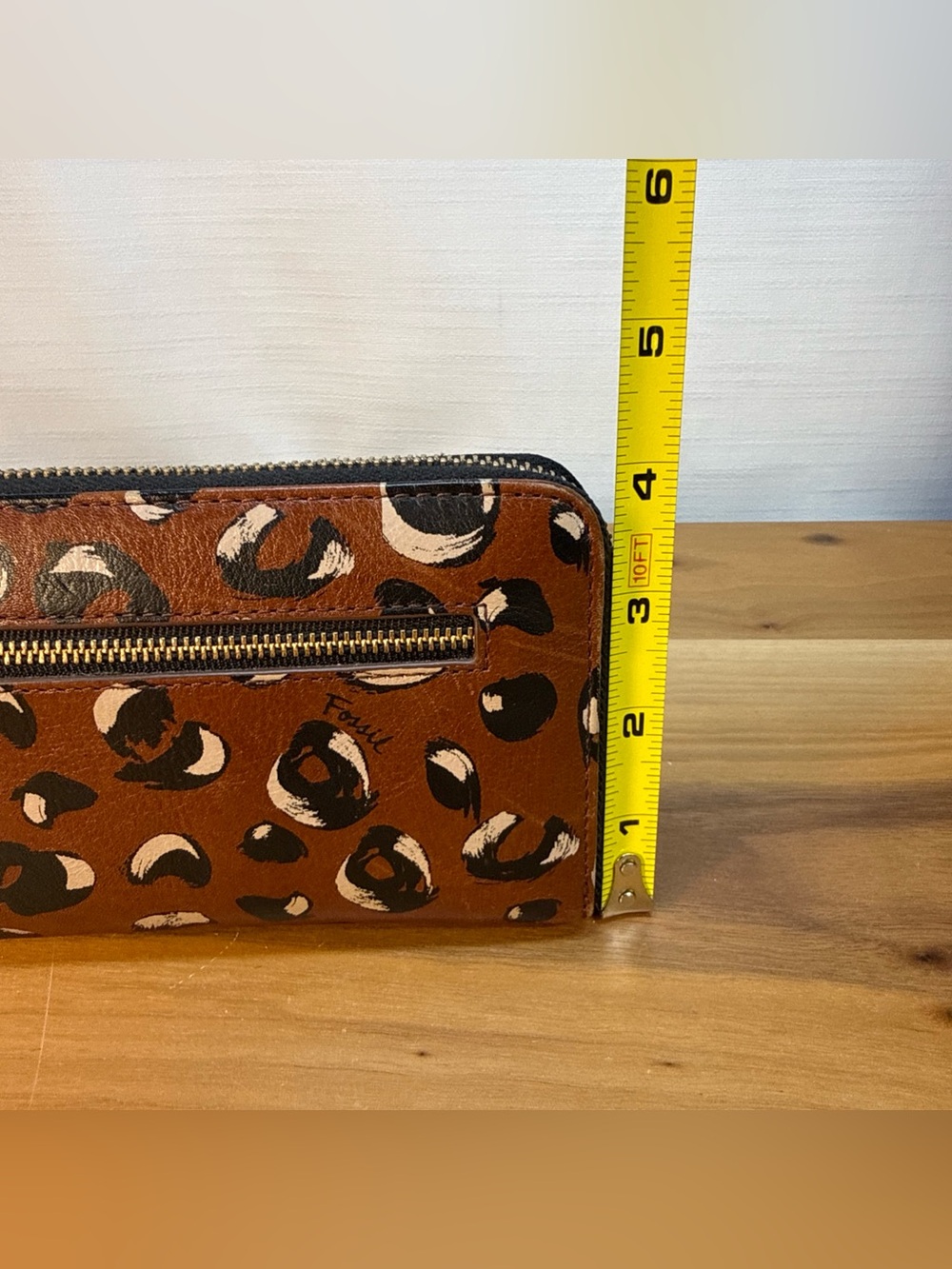 Fossil Women's Sydny Leather Zip around Wallet Cheetah Cow Hide Animal Print - Picture 7 of 16